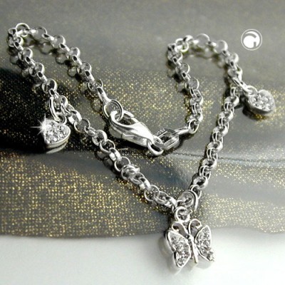 Armband Herz/Schmetterling 925 Sterlingsilber