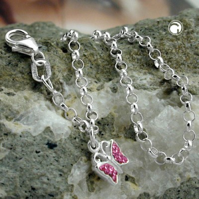 Armband Schmetterling pink 925 Sterlingsilber