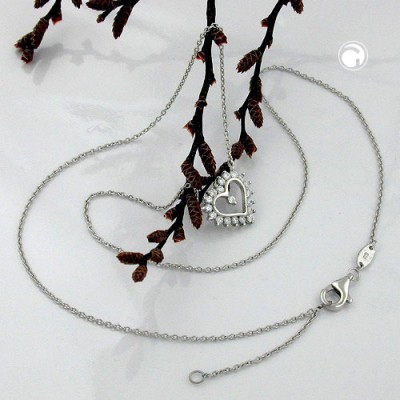 Halskette mit Herz rhodiniert 925 Sterlingsilber 43cm