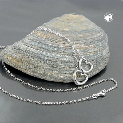 Halskette Y-Halskette mit 2 Herzen 925 Sterlingsilber 43cm