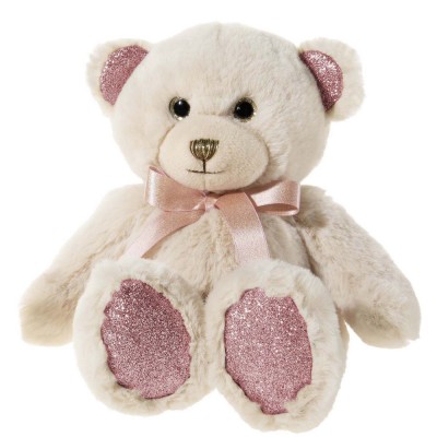 Bär Pearlie Taupie mit Rosé-Schleife klein