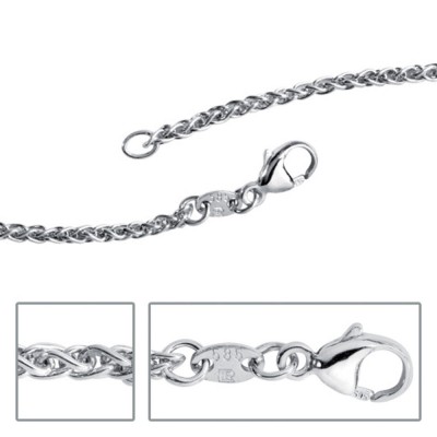 Zopfkette 585 Weißgold 1,8mm 50cm Gold Kette Halskette Weißgoldkette Karabiner