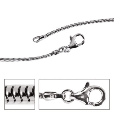 Schlangenkette 585 Weißgold 1,4mm 45cm Gold Kette Halskette Weißgoldkette