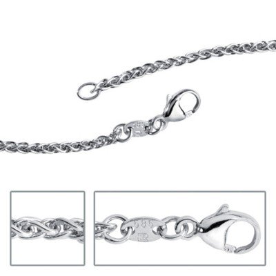 Zopfkette 585 Weißgold 1,8mm 42cm Gold Kette Halskette Weißgoldkette Karabiner
