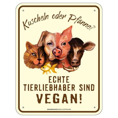 Magnetschild - Kuscheln oder Pfanne
