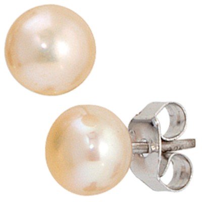 Ohrstecker 925 Sterling Silber 2 Süßwasser Perlen rosé Ohrringe Perlenohrstecker