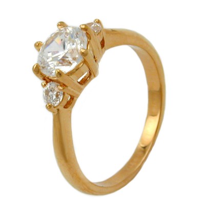 Ring Zirkonia 8mm gold-plattiert 3 Micron Größe 56