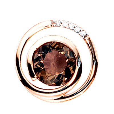 Anhänger 585 Rotgold 5 Diamanten Brillanten 0,035ct. 1 Rauchquarz braun