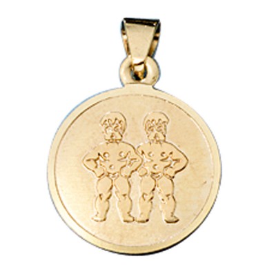 Anhänger Sternzeichen Zwilling 333 Gelbgold matt Sternzeichenanhänger