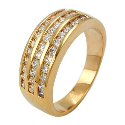 Ring Zirkonia 7mm gold-plattiert 3 Mikron Größe 64