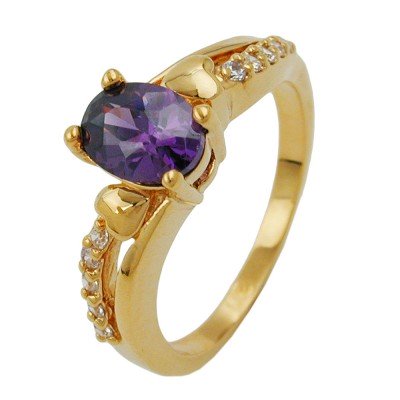 Ring Zirkonia 8mm gold-plattiert 3 Micron Größe 56