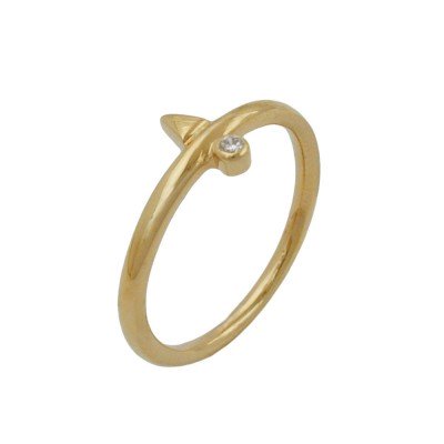 Ring mit Spitze und weißen runden Zirkonia 3 Mikron vergoldet Größe 62