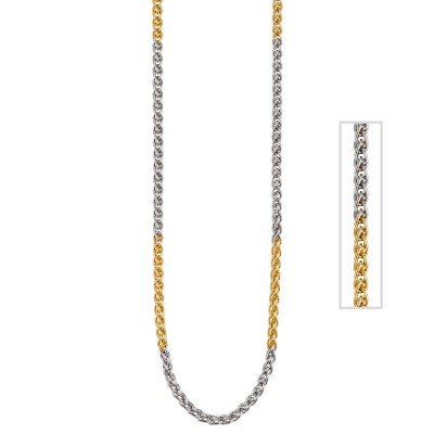 Zopfkette 585 Gelbgold Weißgold bicolor 2,2mm 42cm Gold Kette Goldkette