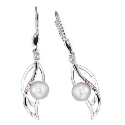 Boutons 585 Weißgold mattiert 6 Diamanten Brillanten Ohrringe Ohrhänger