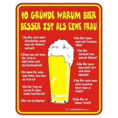 geprägtes Blechschild - 10 Gründe für Bier