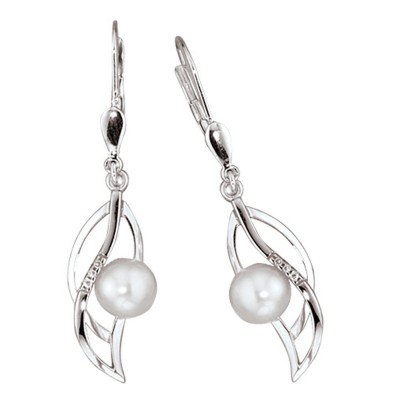 Boutons 585 Weißgold mattiert 6 Diamanten Brillanten Ohrringe Ohrhänger