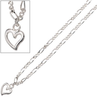 Fußkettchen Fußkette Herz 925 Sterling Silber Federring