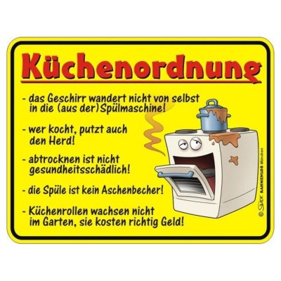 geprägtes Blechschild - Küchen Ordnung