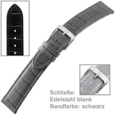 Uhrenarmband Ladies 20mm Louisiana Prägung auf Kalbleder schwarz