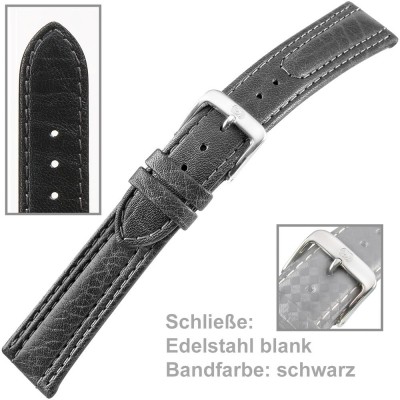 Uhrenarmband Men 18mm Kalbleder mit leichtem abgenähten Wulst