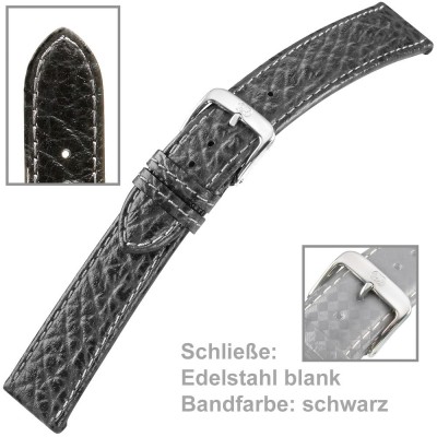 Uhrenarmband Men 20mm sportives Kalbleder schwarz