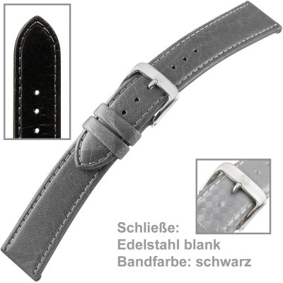 Uhrenarmband Men 20mm Naturleder gegerbt schwarz