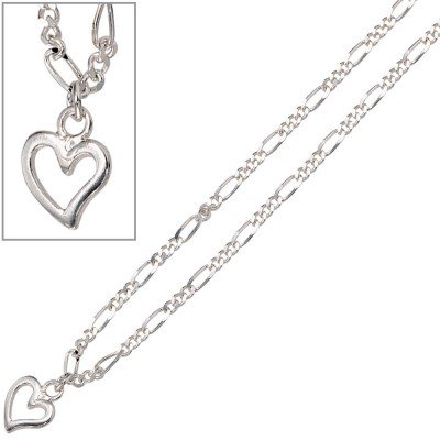Fußkettchen Fußkette Herz 925 Sterling Silber Federring