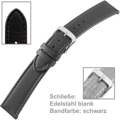 Uhrenarmband Men 22mm kalbleder schwarz