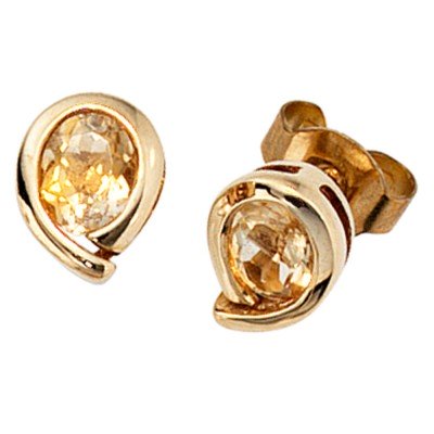Ohrstecker Tropfen 333 Gelbgold 2 Citrine orange Ohrringe Goldohrstecker