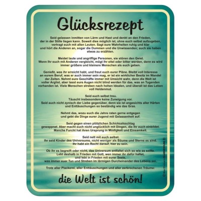 geprägtes Blechschild - Glücksrezept