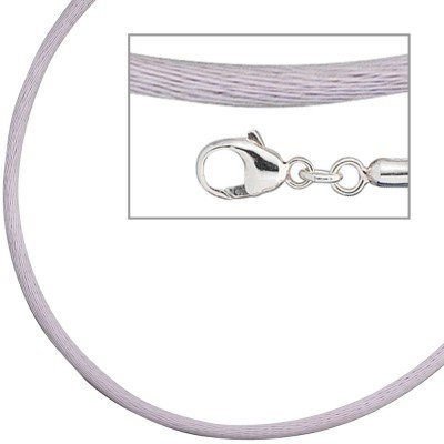 Collier Halskette Seide flieder 2,8mm 42cm, Verschluss 925 Silber Kette