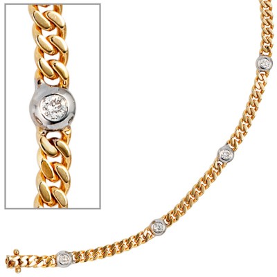 Armband 585 Gelbgold Weißgold bicolor 6 Diamanten Brillanten 19cm