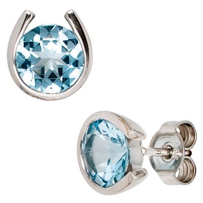 Ohrstecker 585 Weißgold 2 Blautopase hellblau blau Ohrringe Goldohrstecker