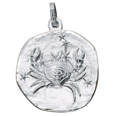 Anhänger Sternzeichen Krebs 925 Sterling Silber matt Sternzeichenanhänger rund