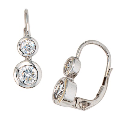 Boutons 333 Gold Weißgold 4 Zirkonia Ohrringe Ohrhänger Goldohrringe