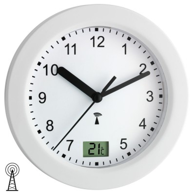 Funk-Badezimmeruhr Kunststoff mit Temperaturanzeige 4 große Saugnäpfe