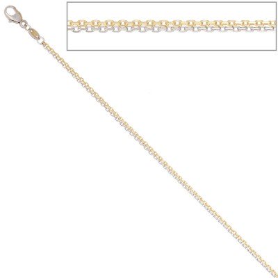 Ankerkette 2-reihig 585 Gelbgold Weißgold 45cm Gold Kette Weißgoldkette
