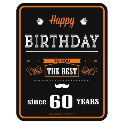 geprägtes Blechschild - Happy Birthday since 60 years