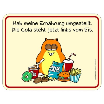 geprägtes Blechschild - Ernährung umgestellt