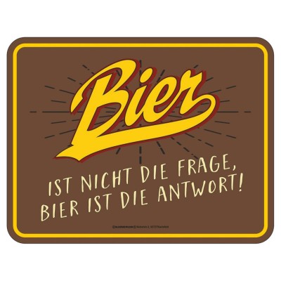 geprägtes Blechschild - Bier ist die Antwort