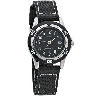 JOBO Kinder Armbanduhr schwarz Quarz Analog Messing Mineralglas Kinderuhr