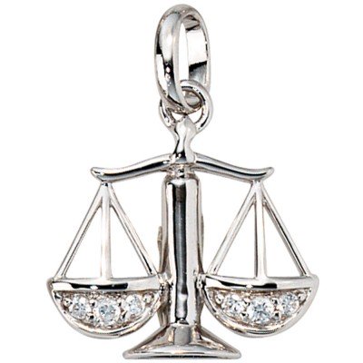 Anhänger Sternzeichen Waage 925 Silber mit Zirkonia Sternzeichenanhänger