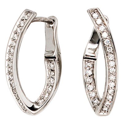 Creolen 585 Weißgold 42 Diamanten Brillanten Ohrringe Weißgoldcreolen