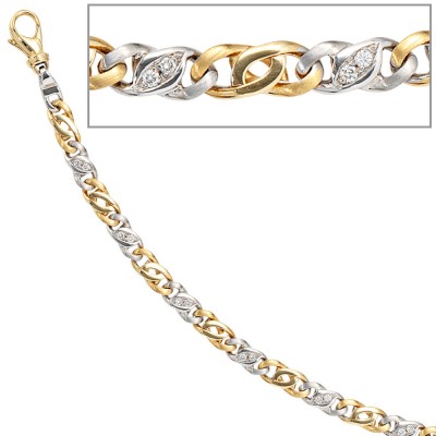 Armband 585 Gelbgold Weißgold bicolor 16 Diamanten Brillanten 18,5cm