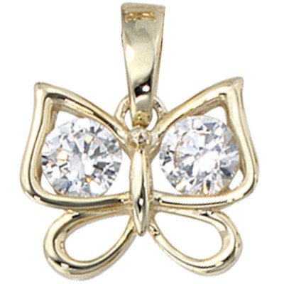 Anhänger Schmetterling 333 Gelbgold 2 Zirkonia