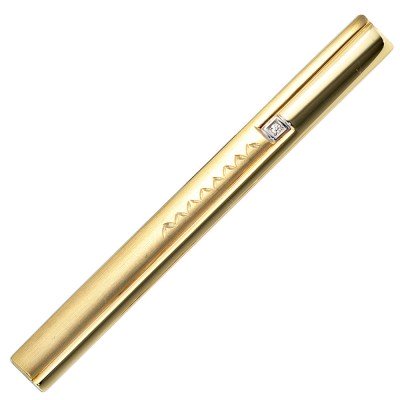 Krawattenschieber 333 Gelbgold bicolor mattiert 1 Zirkonia