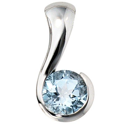 Anhänger 333 Gold Weißgold 1 Blautopas blau Goldanhänger