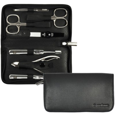 Pfeilring Maniküretui, Nappaleder, schwarz, 7-teilige Bestückung