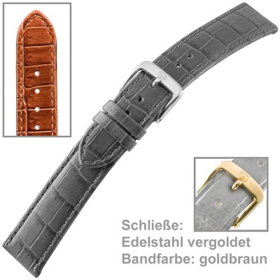 Uhrenarmband Ladies 18mm Louisiana Prägung auf Kalbleder vergoldet