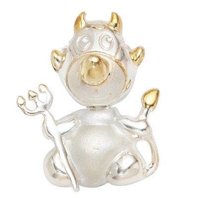Anhänger Teufel 925 Sterling Silber bicolor vergoldet mattiert
